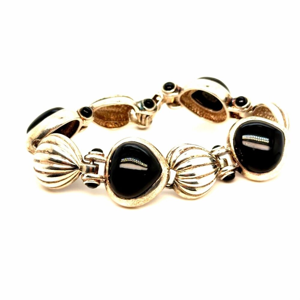 925 Silver Onyx Heart Bracelet